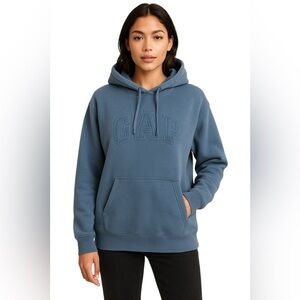 GAP Blue Logo Unisex Oversized Hoodie Cozy Fleece Streetwear Sweatshirt XL